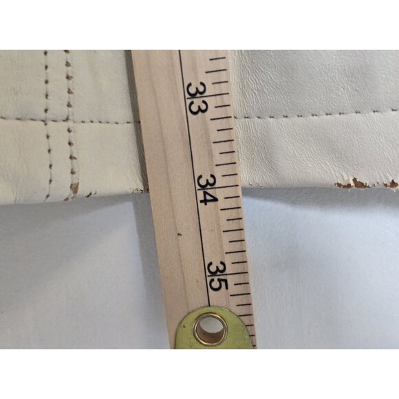 Excelled Collection Coat Womens LP White Leather Faux Fur Old Money Winter Long - Picture 9 of 11